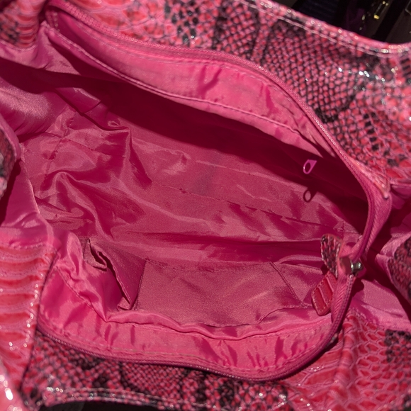 EUC Angie & Lola Pink Faux Snake Print Shoulder Bag - Picture 2 of 6